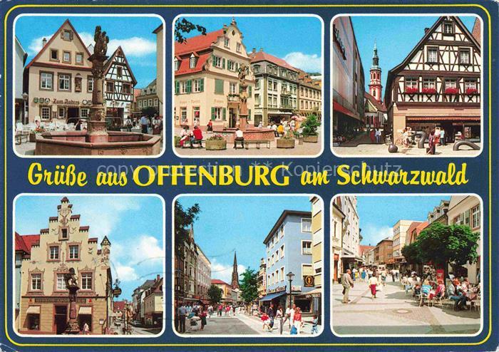 OFFENBURG Offenbourg Motive Stadtzentrum Fachwerkhaeuser Brunnen Historische Geb