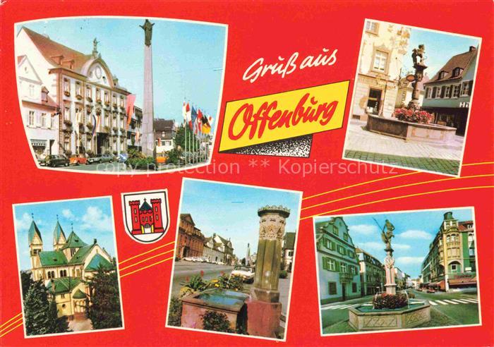 OFFENBURG Offenbourg Rathaus Ursulasaeule Brunnen Stadtzentrum Dreifaltigkeitski
