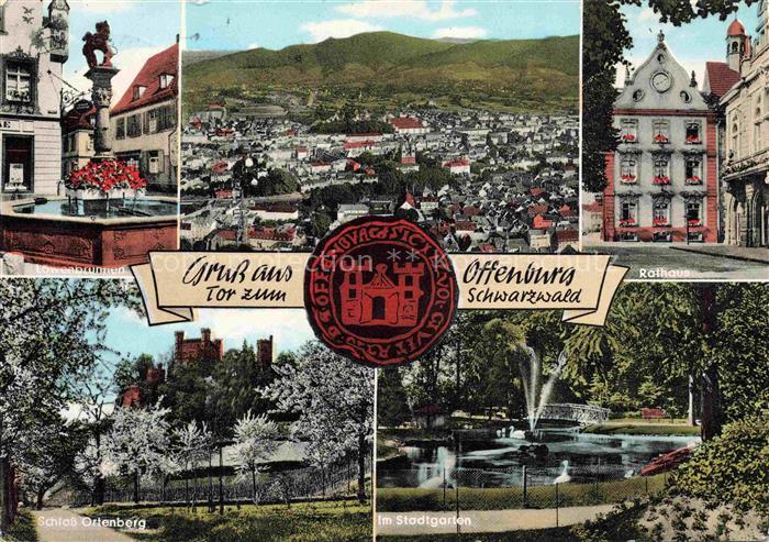 OFFENBURG Offenbourg Panorama Loewenbrunnen Rathaus Schloss Ortenberg Stadtgarte