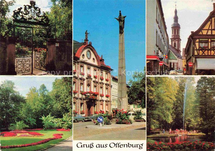 OFFENBURG Offenbourg Vincenz-Tor Rathaus Ursulasaeule Kirche Zwinger-Anlage Stad
