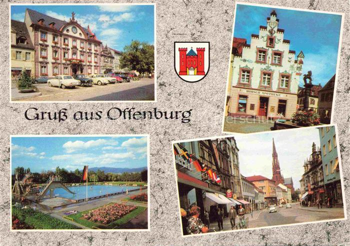 OFFENBURG Offenbourg Rathaus Hirsch-Apotheke Giebelhaus Loewenbrunnen Freibad Ki