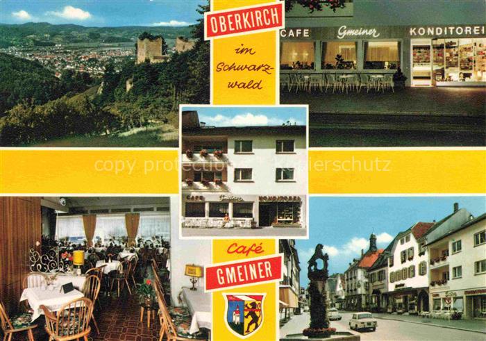 Oberkirch Baden Panorama Burgruine Café Konditorei Gmeiner Gastraum Loewenbrunne
