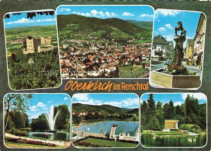 Oberkirch Baden Panorama Luftaufnahme Burgruine Loewenbrunnen Stadtpark Freibad