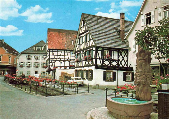 Oberkirch Baden Partie am Narrenbrunnen Fachwerkhaus