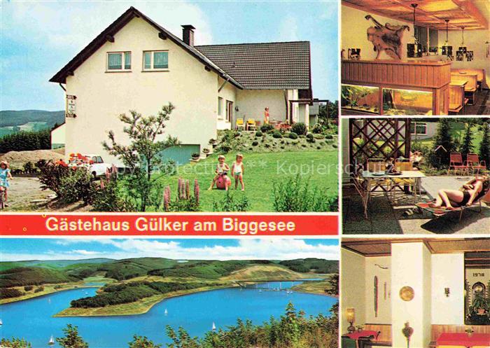 Olpe  Stadt Gaestehaus Guelker am Biggesee Gastraum Terrasse Appartement