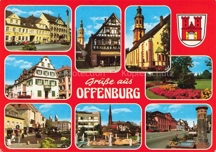 OFFENBURG Offenbourg Orts und Teilansichten Rathaus Kirche Marktplatz Brunnen