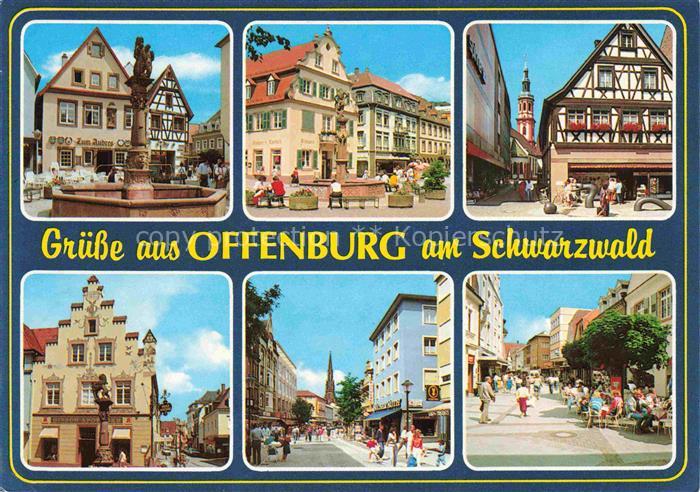 OFFENBURG Offenbourg Neptunbrunnen Fachwerkhaus Apotheke Fussgaengerzone