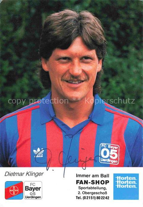 Fussball Soccer Football-- Dietmar Klinger FC Bayer 05 Uerdingen Autogramm