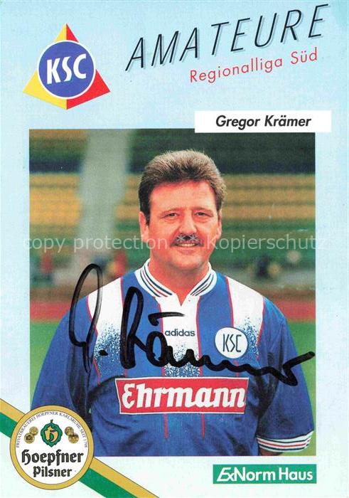 Fussball Soccer Football-- Gregor Kraemer KSC Autogramm