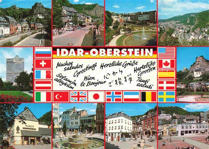 Idar-Oberstein Jdar-Oberstein Teilansichten Felsenkirche Park Nationalflaggen Un