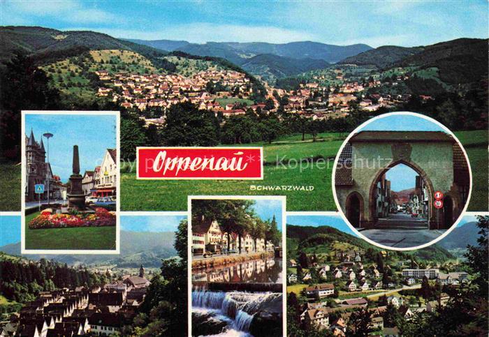 Oppenau Ortenaukreis BW Panorama Luftkurort im Schwarzwald Allmendplatz Brunnen