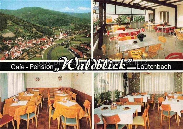 Lautenbach Renchtal Luftaufnahme Café Restaurant Pension Waldblick Gastraum Terr
