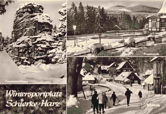 Schierke Harz Feuersteinklippe Felsen Promenade Kirchberg Winterlandschaft