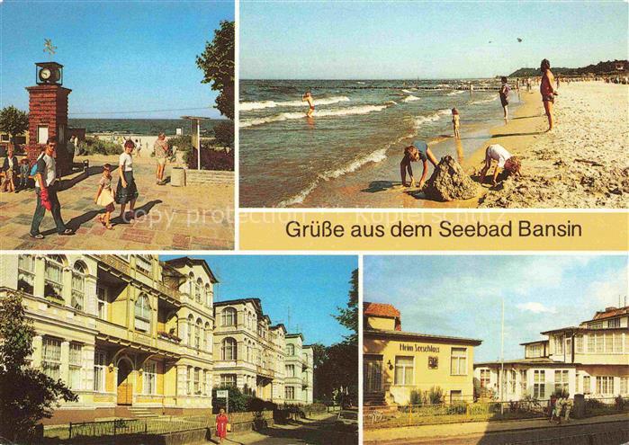 BANSIN Ostseebad Heringsdorf Stranduhr Strand Bergstrasse FDGB-Erholungsheim See