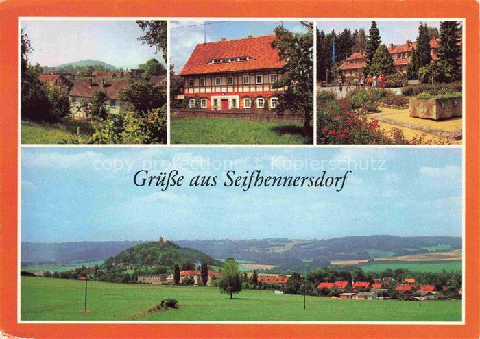 Seifhennersdorf Goerlitz Sachsen Panorama Blick zum Burgsberg Umgebindehaus Zent
