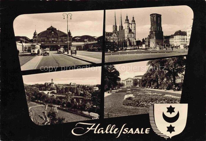 Halle Saale Teilansichten Parkanlagen Marktplatz Marktkirche Roter Turm