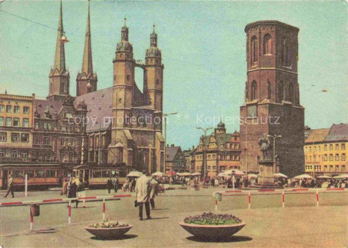 Halle Saale Marktplatz Marktkirche Roter Turm Haendel-Denkmal