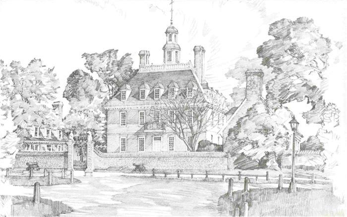 Williamsburg Virginia USA Governor's Palace Illustration