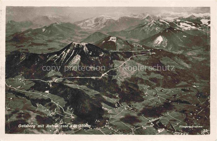 Gaisberg 1286m Salzburg AT mit Autostrasse Fliegeraufnahme