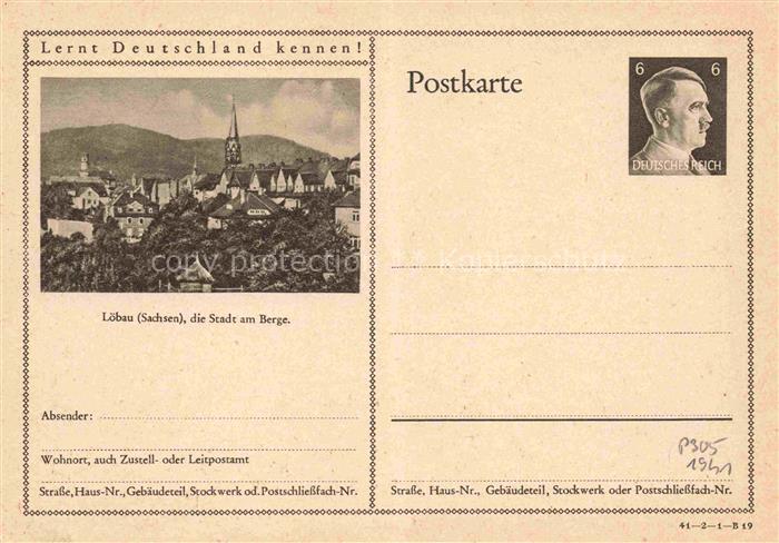 Loebau Sachsen Stadtansicht mit Loebauer Berg