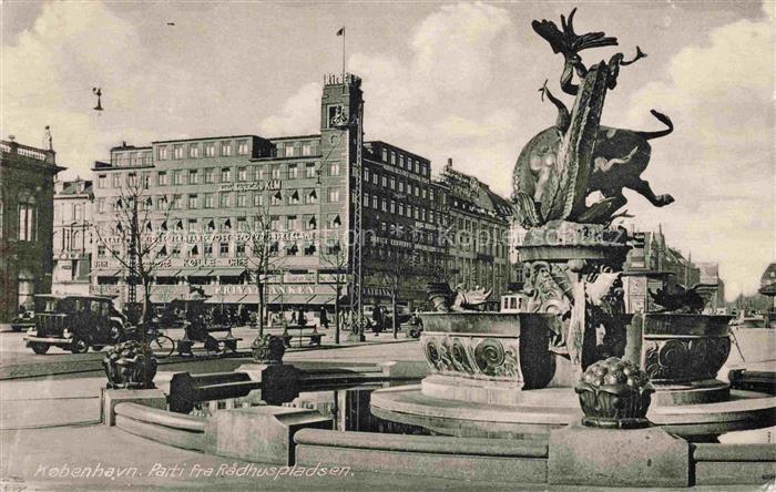 COPENHAGEN Kobenhavn Kjoebenhavn Kopenhagen DK View of the Town Hall Square Foun