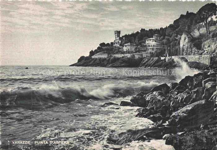 VARAZZE Liguria IT Punta d'Aspera Kuestenpanorama Brandung
