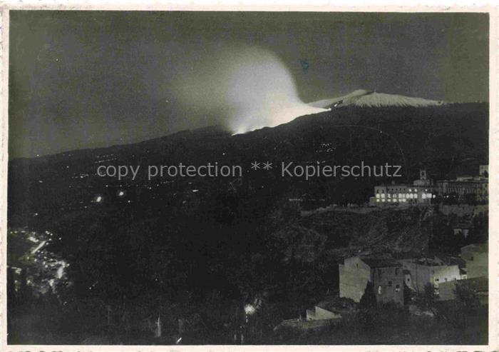 Taormina Sicilia IT Eruzione Etna 26-11-50 ore 23 aetna Vulkanausbruch Nachtaufn