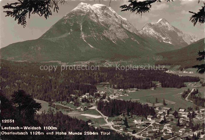 Weidach Leutasch Tirol AT Panorama Oberleutasch und Hohe Munde Mieminger Kette