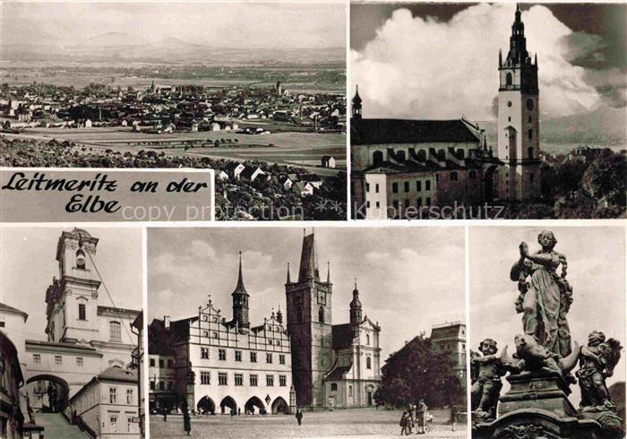 Leitmeritz Litomerice CZ Panorama Kirche Motive Stadtzentrum Skulpturen