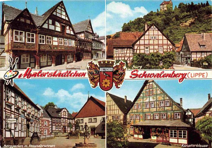 Schwalenberg Rathaus Burg Berggarten Rolandbrunnen Kuenstlerklause Fachwerkhaeus