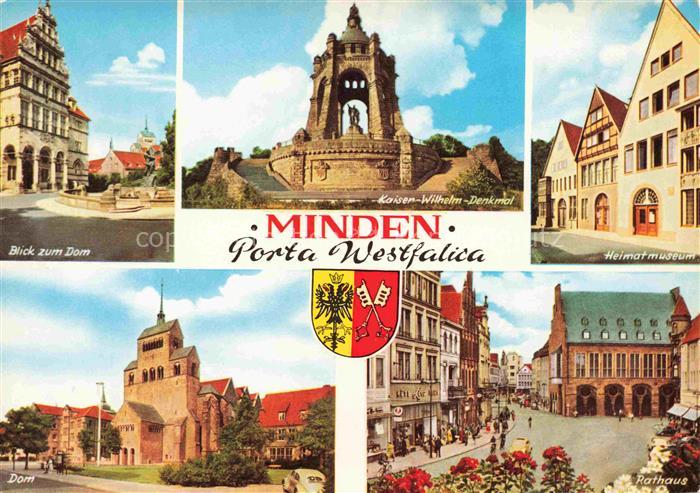 Minden  Westfalen Weser NRW Blick zum Dom Heimatmuseum Rathaus Porta Westfalica