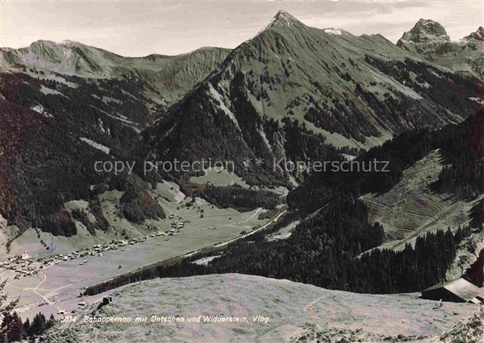 Schoppernau Vorarlberg AT Panorama Blick gegen uentschen und Widderstein Allgaeu