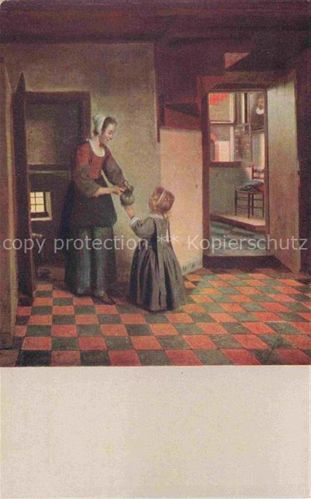 HOOGH de P. Kuenstlerkarte Nr. 15 Kellerzimmer J. Vlieger