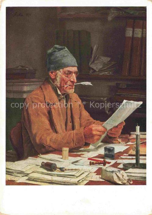 ANKER Albert (1831-1910) Kuenstlerkarte Nr. 1512 Der Gemeindeschreiber