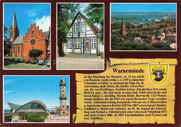 Chronik-AK Warnemuende Kirche Museum Leuchtturm