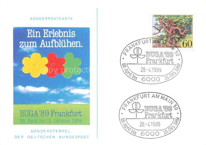 BUGA Bundesgartenschau Frankfurt Sonderstempel Sonderpostkarte