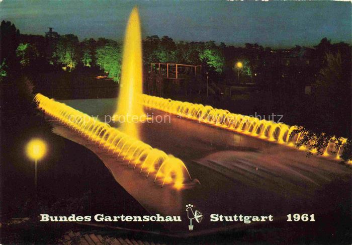 BUGA Bundesgartenschau Stuttgart Wasserspiele bei Nacht