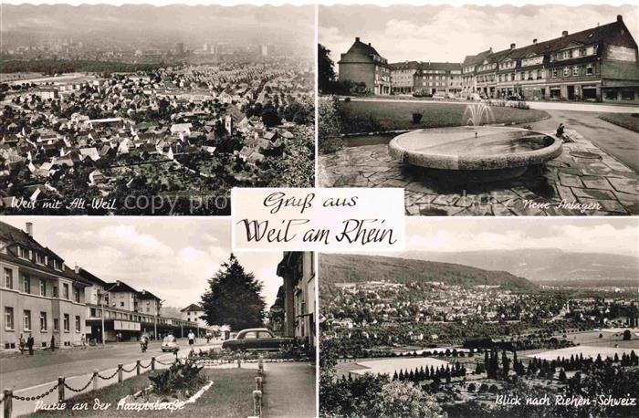 Weil am Rhein Baden BW Fliegeraufnahme mit Alt Weil Neue Anlagen Hauptstrasse Bl