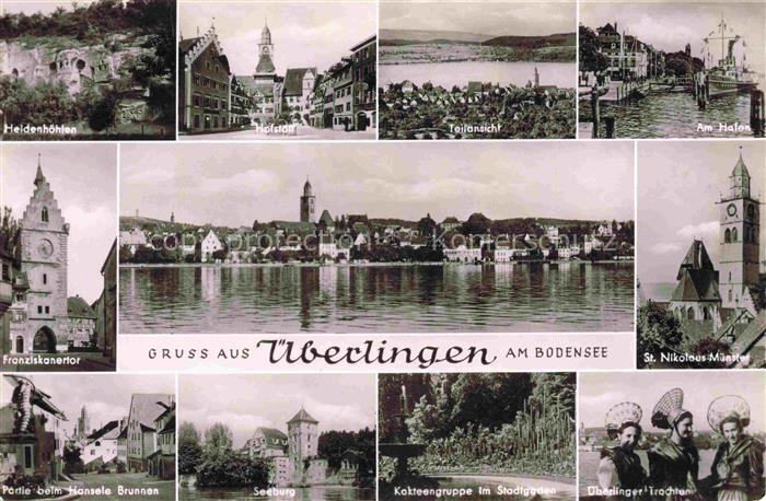 ueberlingen Bodensee BW Heidenhoehlen Hofstatt Panorama Am Hafen Franziskanertor