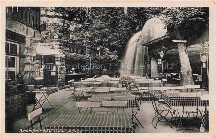 Amselfall Rathen Saechsische Schweiz Terrasse Restaurant