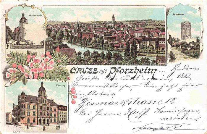 PFORZHEIM BW Schlosskirche Wartturm Rathaus Panorama