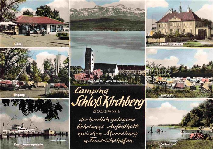 Hagnau Bodensee mit Schweizer Alpen Kiosk Eingang Dampferanlegestelle Schloss Ki