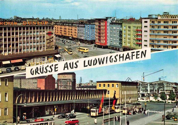 LUDWIGSHAFEN  Rhein Stadtblick Bahnhof