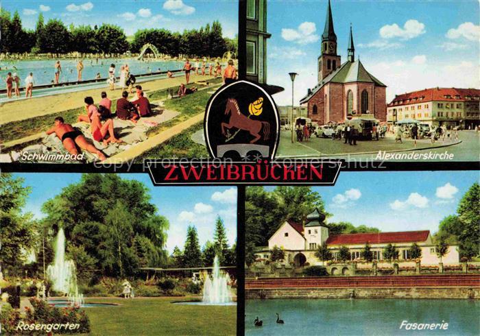 Zweibruecken Pfalz Schwimmbad Alexanderskirche Rosengarten Fasanerie