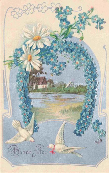 Neujahr Annee New Year Voegel Litho