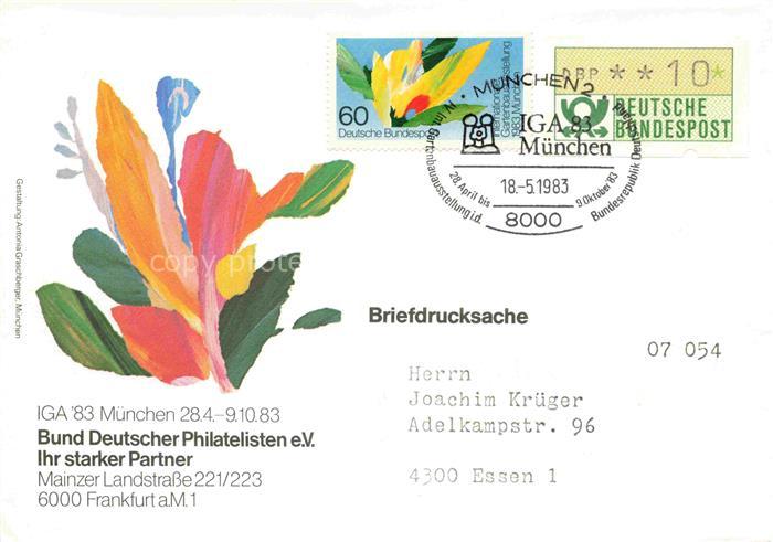 IGA Gartenbauaustellung International Muenchen Bund Deutscher Philatelisten Fran