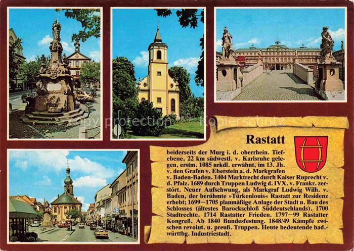 Chronik-AK Rastatt Baden Rathaus Schloss