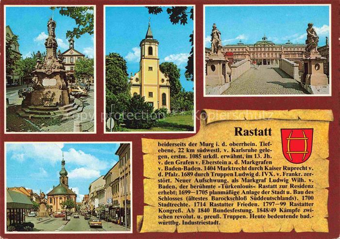 Chronik-AK Rastatt Baden Rathaus Schloss