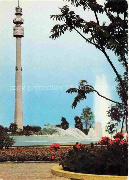BUGA Bundesgartenschau Dortmund Springbrunnen Flamingos Teich Fernsehturm