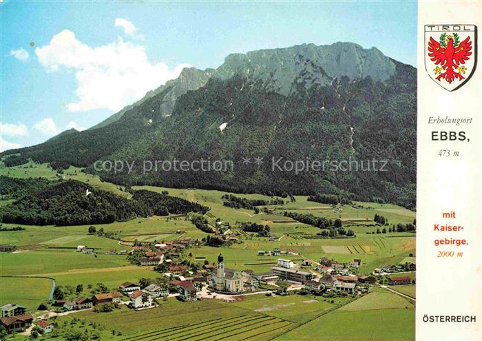 Ebbs Kufstein Tirol AT mit Wallfahrtskirche St Nikolaus mit Kaisergebirge